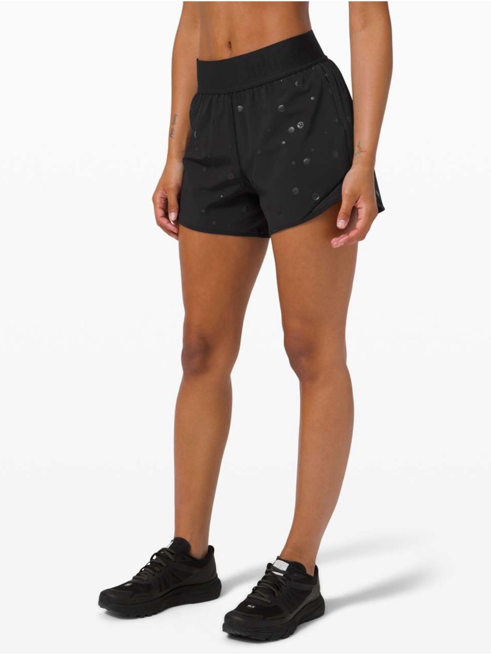 lululemon athletica Black Athletic Running Shorts with Polka Dots